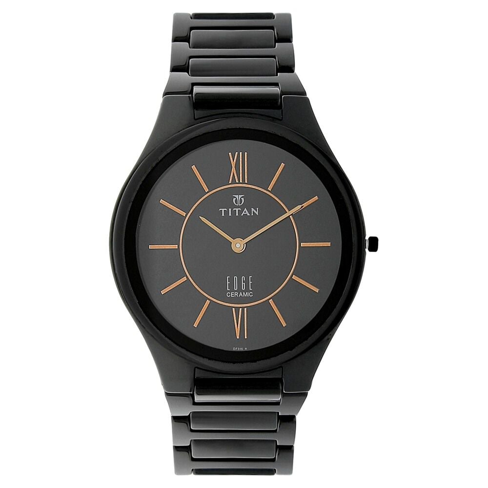 [1696nc01] Titan Edge Ceramic Quartz in Rich Black Dial Watch for Men