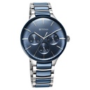 Titan Ceramic Fusion Quartz Multifunction Blue Dial Silver Dual-Toned Stainless Steel Bracelet Watch for Men