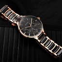 Titan Ceramic Fusion Quartz Multifunction Black Dial Rose Gold Dual-Toned Stainless Steel Bracelet Watch for Men