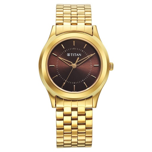 [1648ym06] Titan Karishma Zing Quartz Analog Brown Dial Stainless Steel Strap Watch for Men