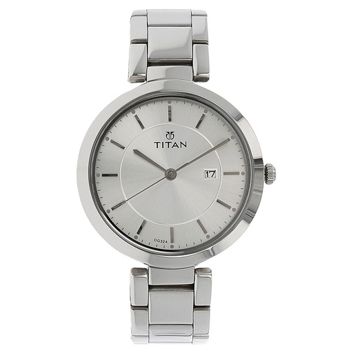 [2480sm07] Titan Workwear Silver Dial Women Watch With Stainless Steel Strap