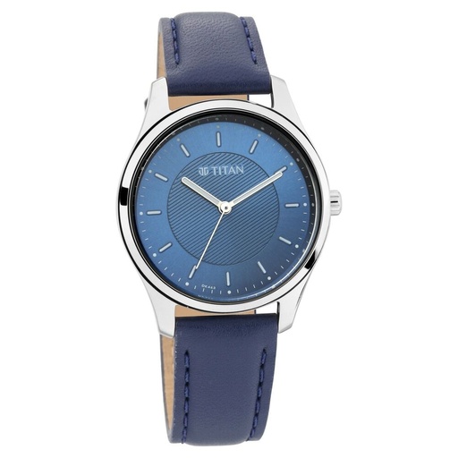 [2639sl02] Titan Workwear Blue Dial Women Watch With Leather Strap