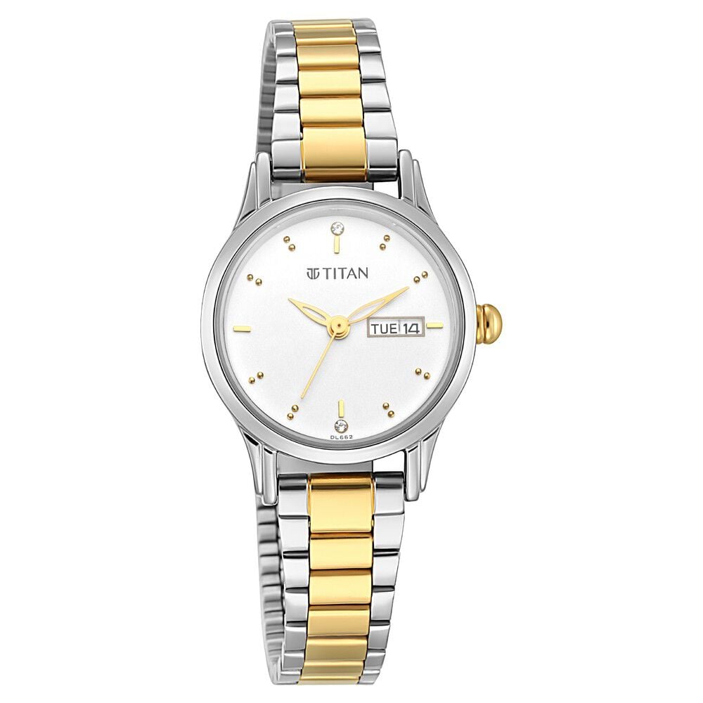 [2656bm01] Titan Lagan Silver Dial Women Watch With Metal Strap