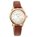 Titan Quartz Analog Silver Dial Tan Leather Strap Watch For Women