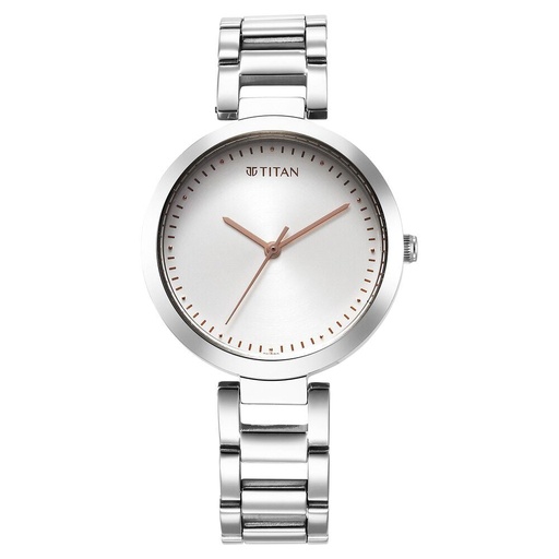 [2480sm12] Titan Workwear Quartz Analog Silver Dial Silver Stainless Steel Strap Watch for Women