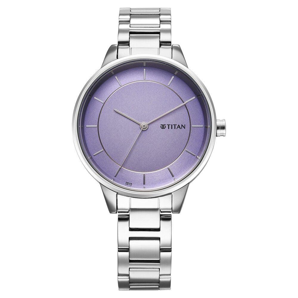 [2648sm12] Titan Razzle Dazzle Quartz Analog Mauve Dial Stainless Steel Strap Watch For Women