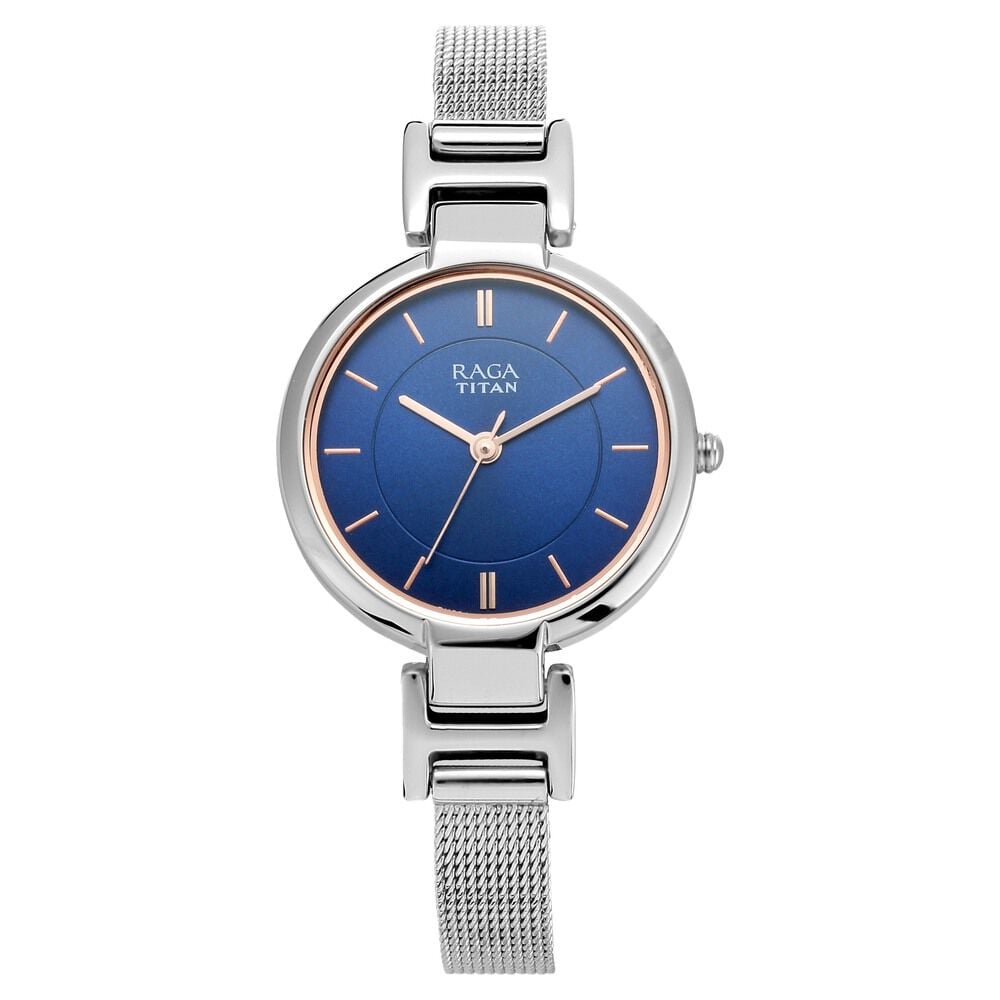 [2608sm02] Titan Raga Viva Blue Dial Women Watch With Metal Strap