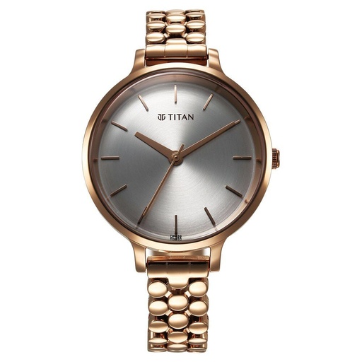 [2709wm02] Titan Secluded Quartz Analog Silver Dial Metal Strap Watch For Women