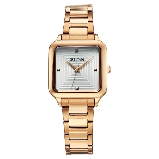 [95297wm01] Titan Horizon Quartz Analog White Dial Stainless Steel Strap Watch For Women