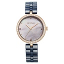 Titan Purple Ceramics Quartz Analog Mother of Pearl Dial Blue Ceramic Strap Watch For Women