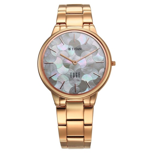 [2734wm02] Titan Edge Metal Ladies Allure Quartz Analog Mother Of Pearl Dial Rose Gold Stainless Steel Strap Watch For Women
