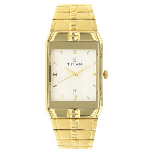 [9151ym01] Titan Analog with Date Silver Dial Metal Strap watch for Men