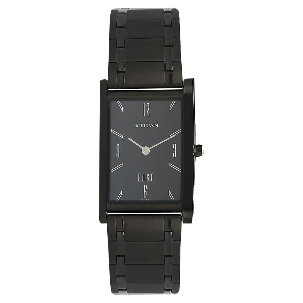 [1043nm01] Titan Edge Black Dial Analog Stainless Steel Strap Watch for Men