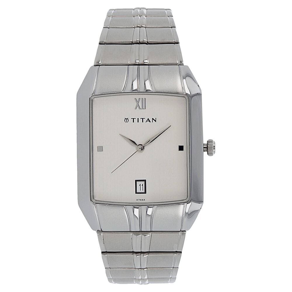 [9264sm01] Titan Analog with Date White Dial Metal Strap watch for Men