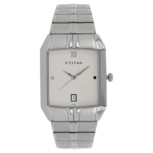 [9264sm01] Titan Analog with Date White Dial Metal Strap watch for Men