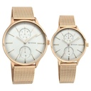 Titan Quartz Multifunction White Dial Stainless Steel Strap Watch for Couple