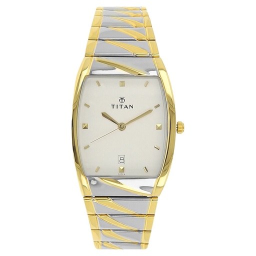 [9315bm01] Titan Analog with Date White Dial Stainless Steel Strap watch for Men