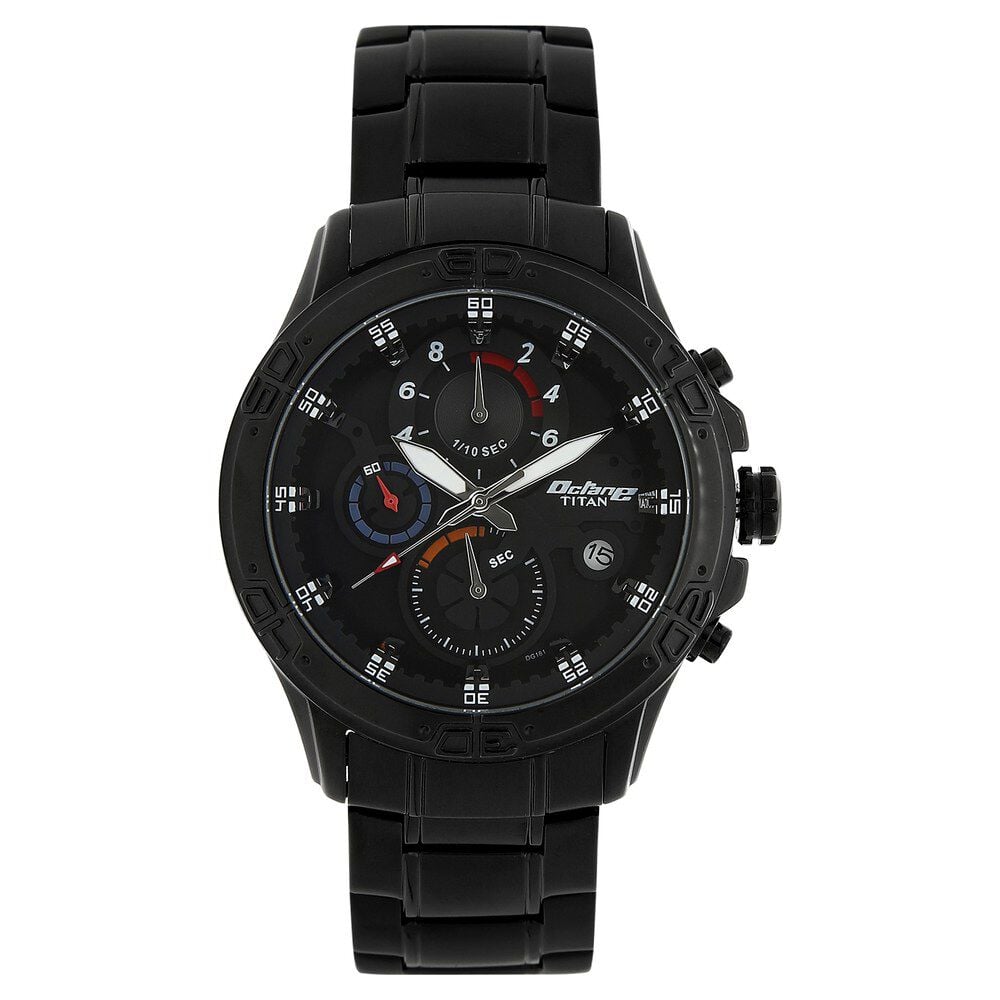 Titan Quartz Chronograph Black Dial Stainless Steel Strap Watch for Men