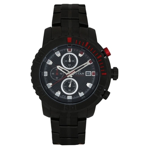 [90029km04] Titan Quartz Analog Black Dial Watch for Men