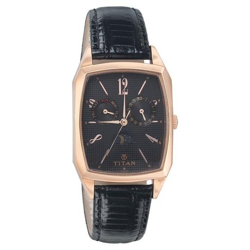 [1617wl02] Titan Classic Black Dial Quartz Multifunction Leather Strap watch for Men