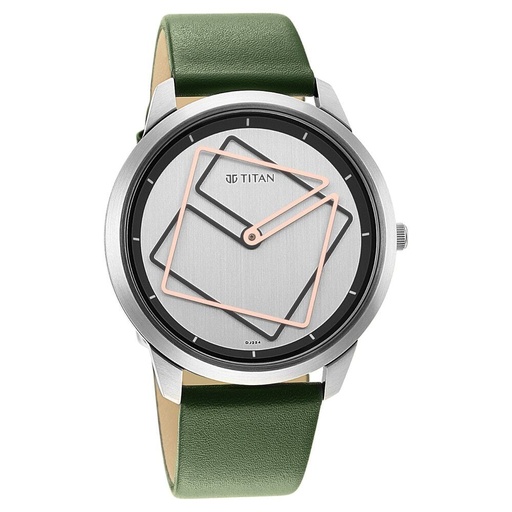 [1801sl01] Titan Quartz Analog Silver Dial Leather Strap Watch for Men