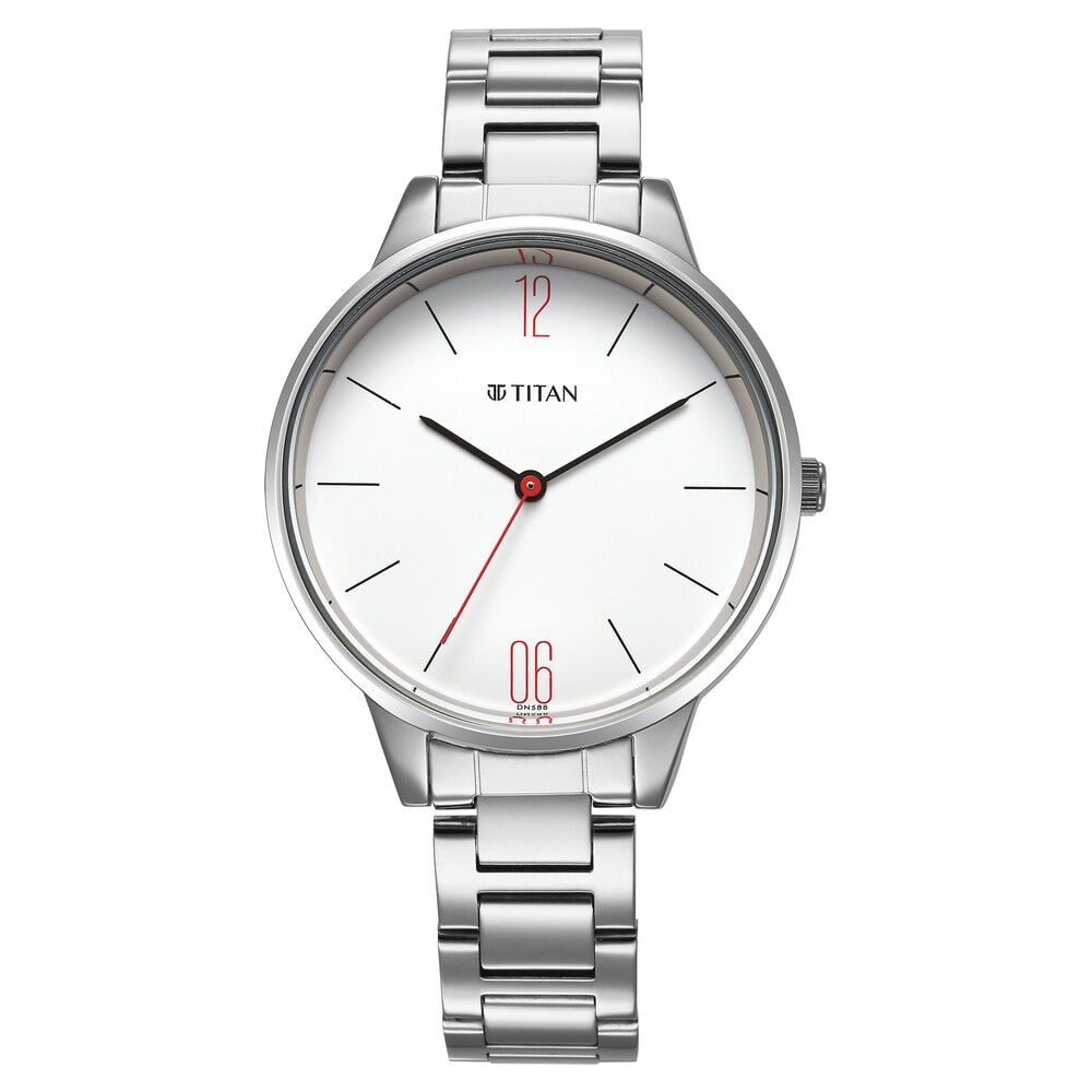 Titan Quartz Analog White Dial Watch for Women