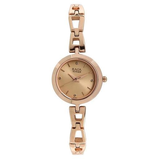 [2540wm06] Titan Raga Beige Dial Women Watch With Metal Strap