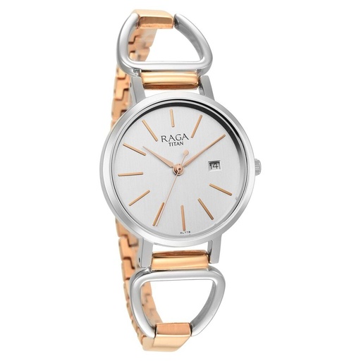 [2669km01] Titan Silver Dial Quartz Analog with Date Watch for Women