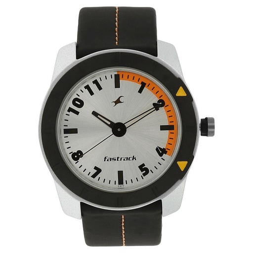 [3015al01] Fastrack Quartz Analog Silver Dial Leather Strap Watch for Guys