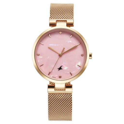 [68049wm01] Fastrack Stunners X Quartz Analog Pink Mother Of Pearl Dial Stainless Steel Strap Watch For Girls