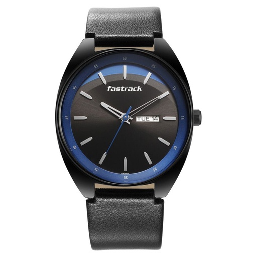 [3292nl01] Fastrack Snob X Black Dial Leather Strap Watch for Guys