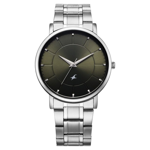 [38163sm02] Fastrack Stunners X Quartz Analog Green Dial Stainless Steel Strap Watch For Guys