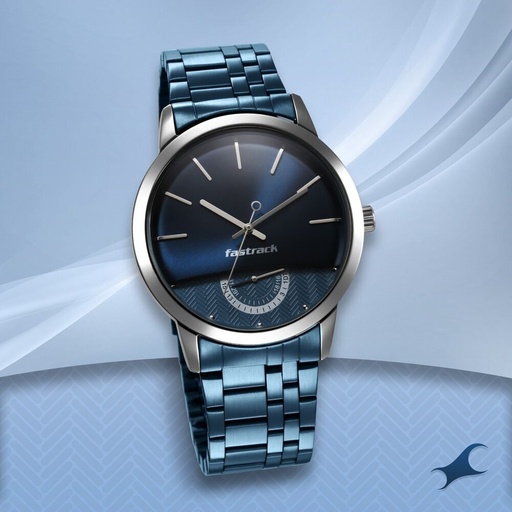 [3289km02] Fastrack Opulence Quartz Analog with Date Blue Dial Stainless Steel Strap Watch for Guys