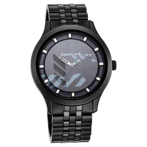 [3250nm01] Fastrack Gamify Quartz Analog Grey Dial Metal Strap Watch for Guys