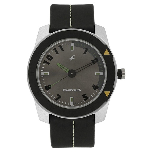 [3015al02] Fastrack Quartz Analog Grey Dial Plastic Strap Watch for Guys