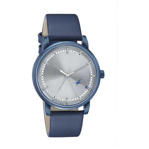 [3278ql01] Fastrack Style Up Silver Dial Leather Strap Watch for Guys