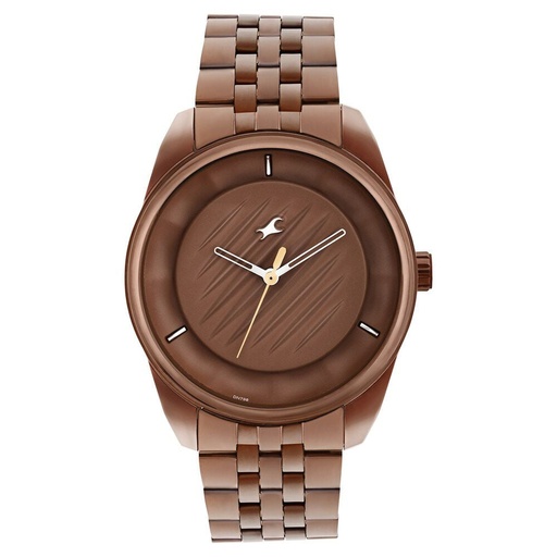 [3300qm01] Fastrack Crush Quartz Analog Brown Dial Stainless Steel Strap Watch for Guys