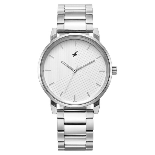 [3278sm04] Fastrack Stunners White Dial Metal Strap Watch for Guys