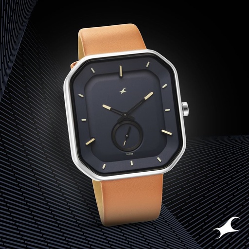 [3272sl03] Fastrack After Dark Blue Dial Leather Strap Watch for Guys