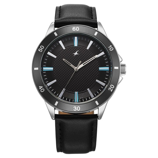[38160sl03] Fastrack Stunners X Quartz Analog Black Dial Leather Strap Watch For Guys