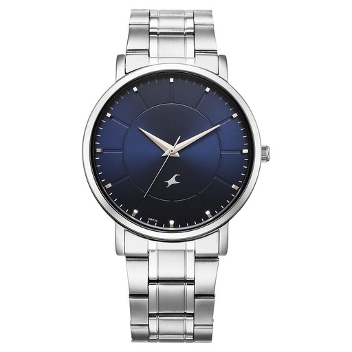 [38163sm01] Fastrack Stunners X Quartz Analog Blue Dial Stainless Steel Strap Watch For Guys
