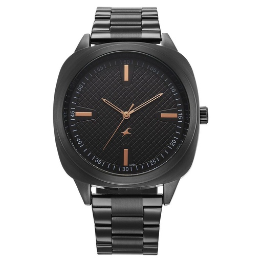 [38161nm01] Fastrack Stunners X Quartz Analog Black Dial Stainless Steel Strap Watch For Guys