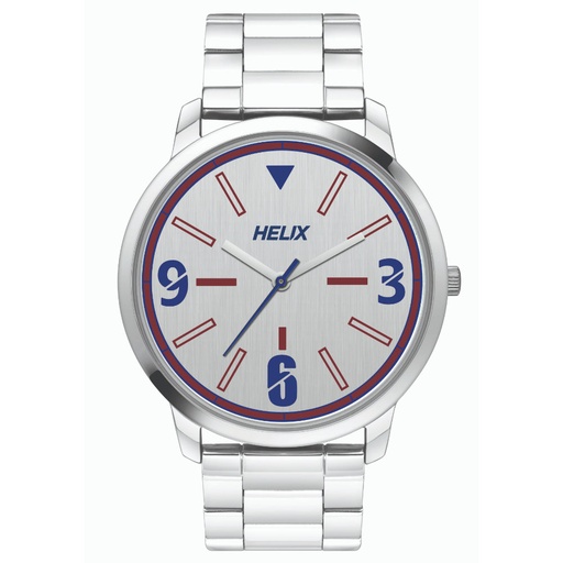 [TW039HG03] Helix By Timex Silver Round Analog Stainless Steel Watch Men -TW039HG03
