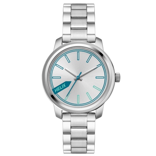 [TW048HL01] Helix By Timex Silver Round Analog Brass Watch Women -TW048HL01