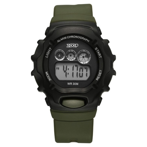 [26035pp06w] Zoop Pop Colour Digital Black Dial Green Plastic Strap Watch For Kids
