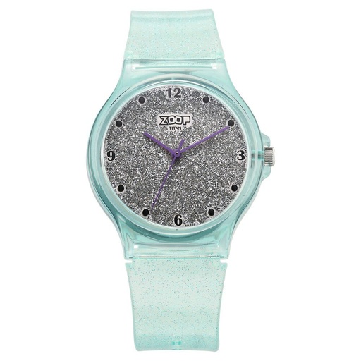 [26030pp02w] Zoop by Titan Glitter Quartz Analog Grey Dial Polyurethane Strap Watch for Kids