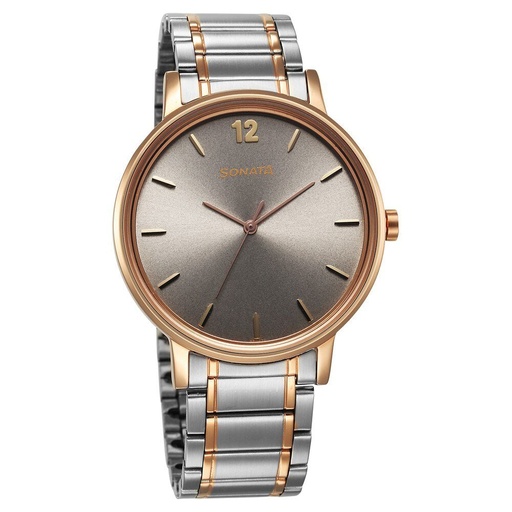 [7131km05] Sonata Utsav Quartz Analog Silver Dial Stainless Steel Strap Watch for Men