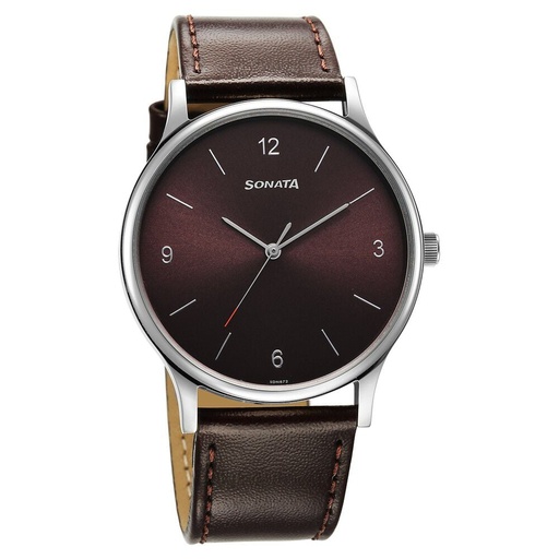 [77105sl10] Sonata Quartz Analog Brown Dial Watch for Men
