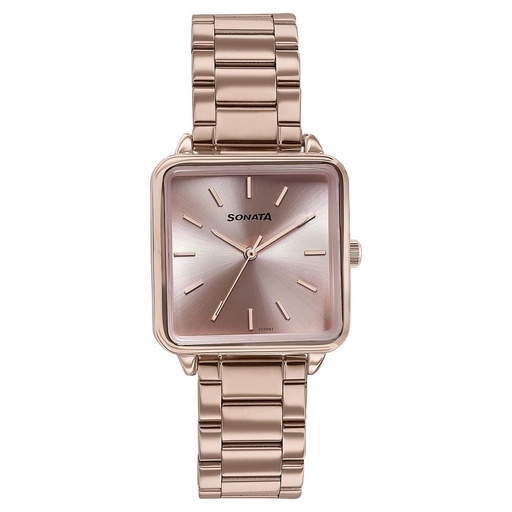 [87084wm01] Sonata Wedding Edit Quartz Analog Pink Dial Stainless Steel Strap Watch For Women