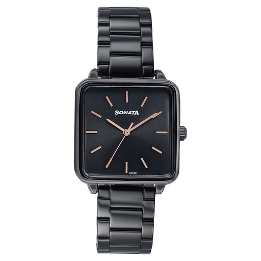 [87084nm01] Sonata Wedding Edit Quartz Analog Black Dial Stainless Steel Strap Watch For Women